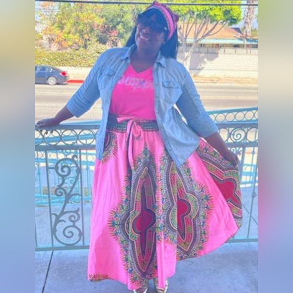 African Ankara Print Skirt w/ matching headwrap